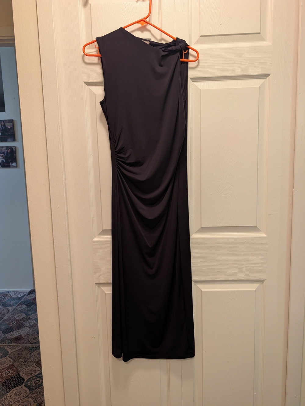 H&M Sleeveless Black Ruched Maxi Dress